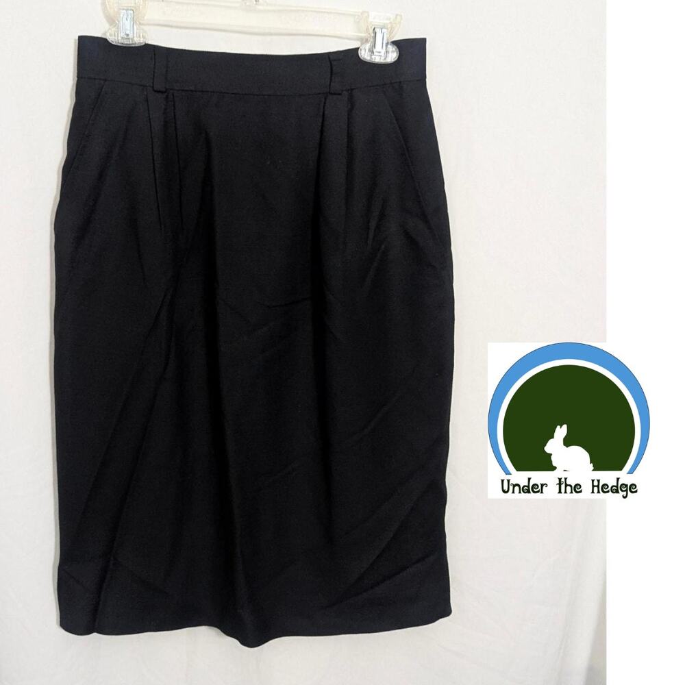 Vtg Evan Picone Black Lined Pencil Skirt Fits Small Petite Office Career Natural